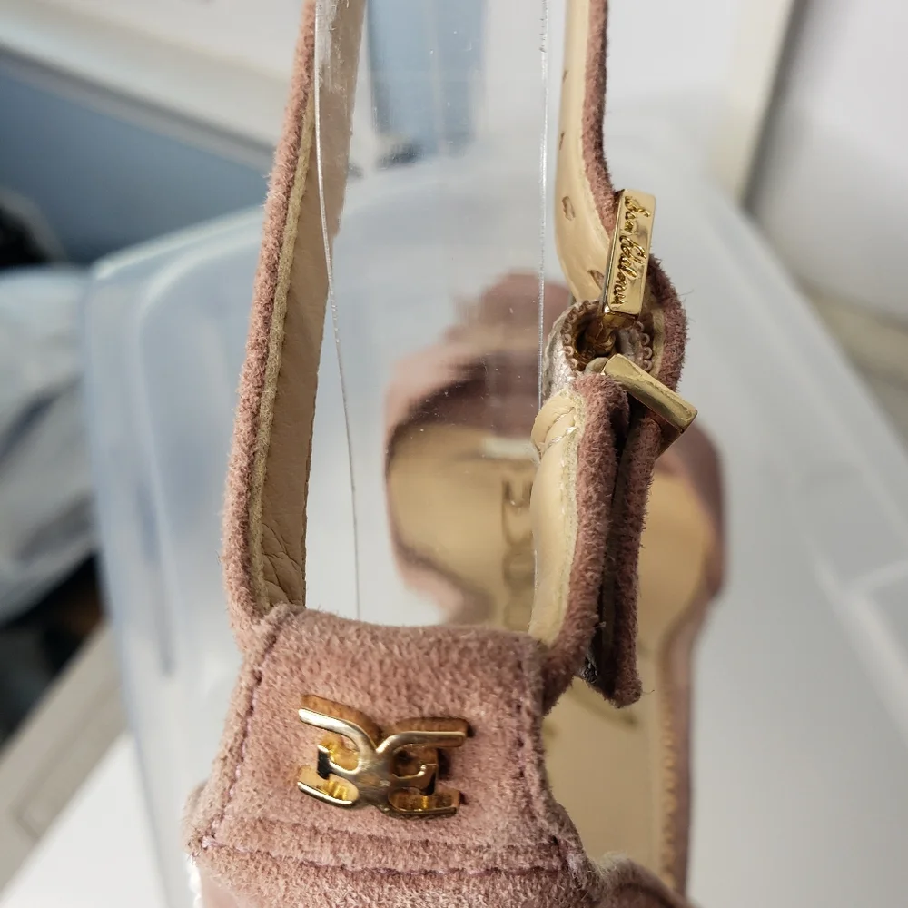 Sam Edelman Yaro Suede Block Heel Ankle Strap Band Petal Pink Event Weddings 7